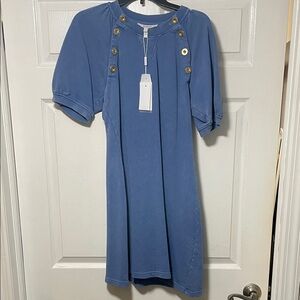 10 Crosby Derek Lam Blue Mini Dress with Gold Accents
